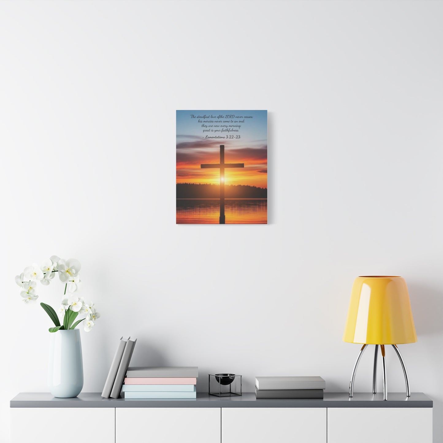 Wall Art, Christian Cross Sunset Canvas Print, Religious Home Decor, Inspirational Wall Hanging, Christian Gift, Sunset Wall Decor, Canvas with wood frame
