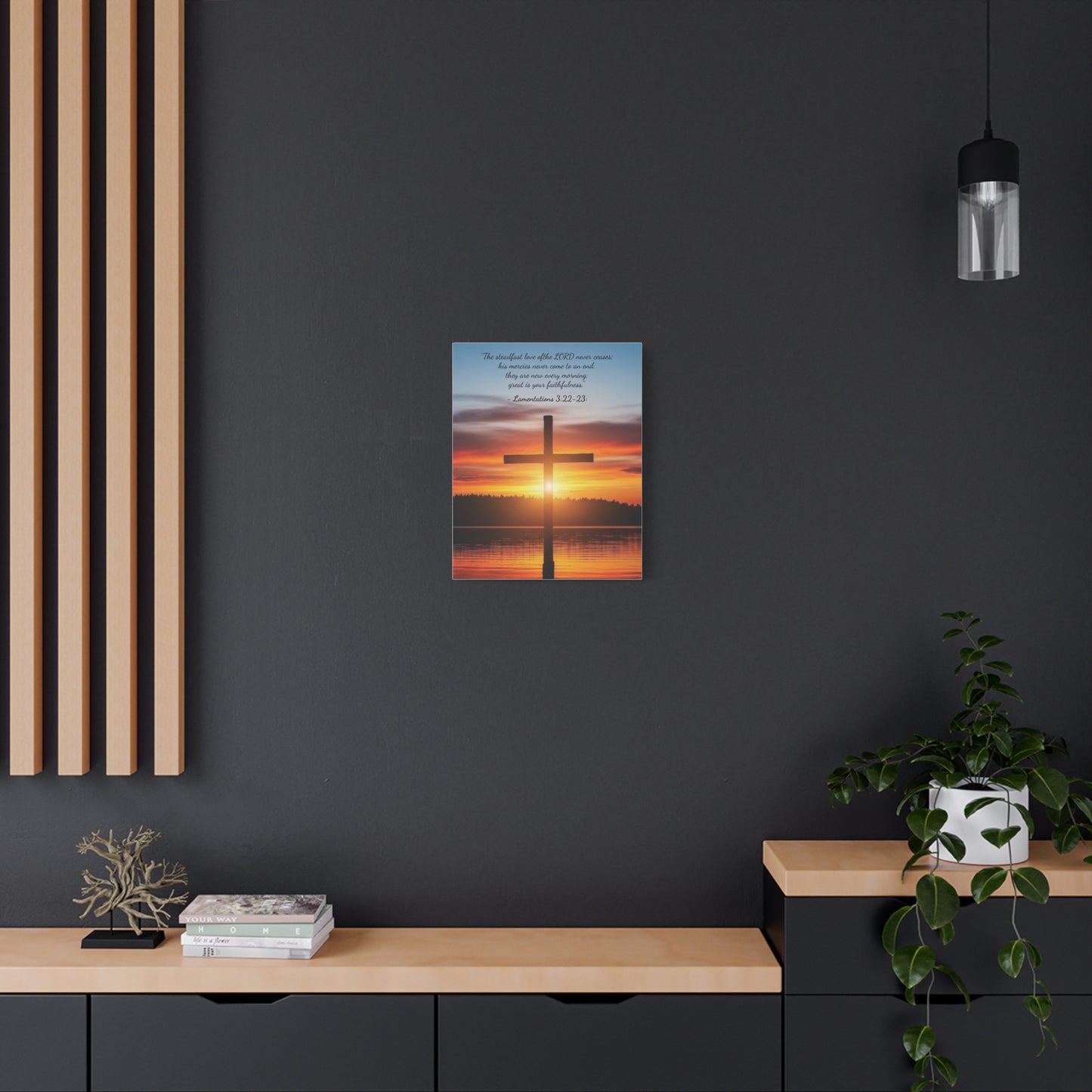 Wall Art, Christian Cross Sunset Canvas Print, Religious Home Decor, Inspirational Wall Hanging, Christian Gift, Sunset Wall Decor, Canvas with wood frame