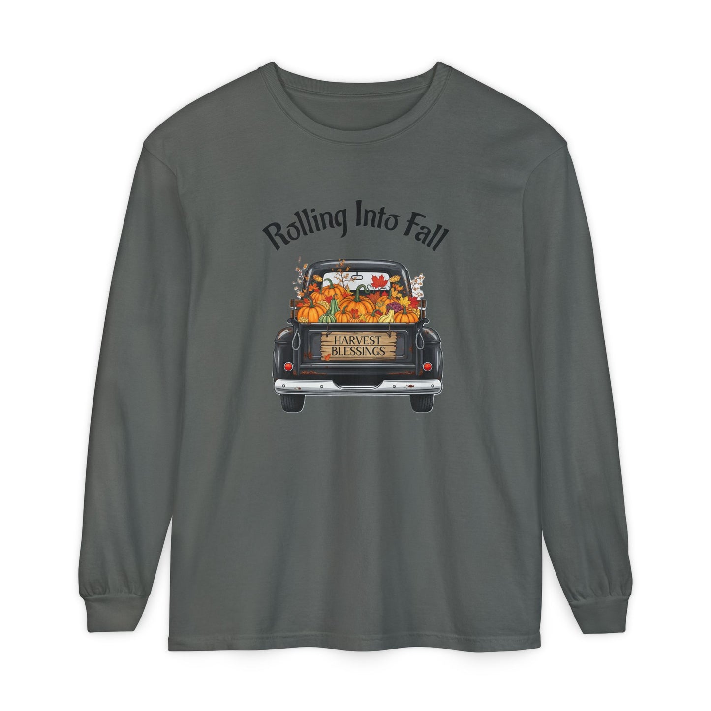 Long Sleeve Shirt - Rolling Into Fall Design, Autumn Apparel, Thanksgiving Shirt, Cozy Fall Fashion, Harvest Celebration Tee
