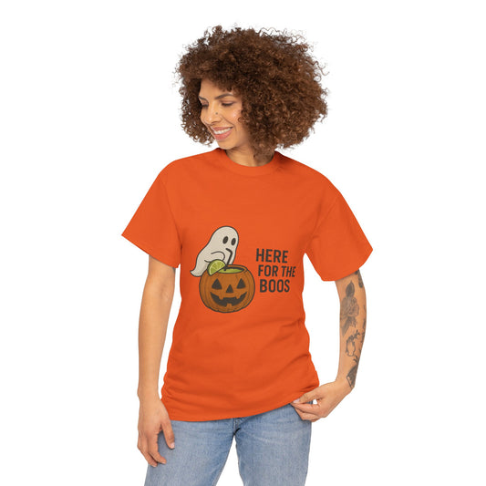Halloween Unisex Heavy Cotton Tee, Funny Halloween Shirt, Spooky Vibes Tee, Here for the Boos T-Shirt, Casual Autumn Wear, Halloween [...]