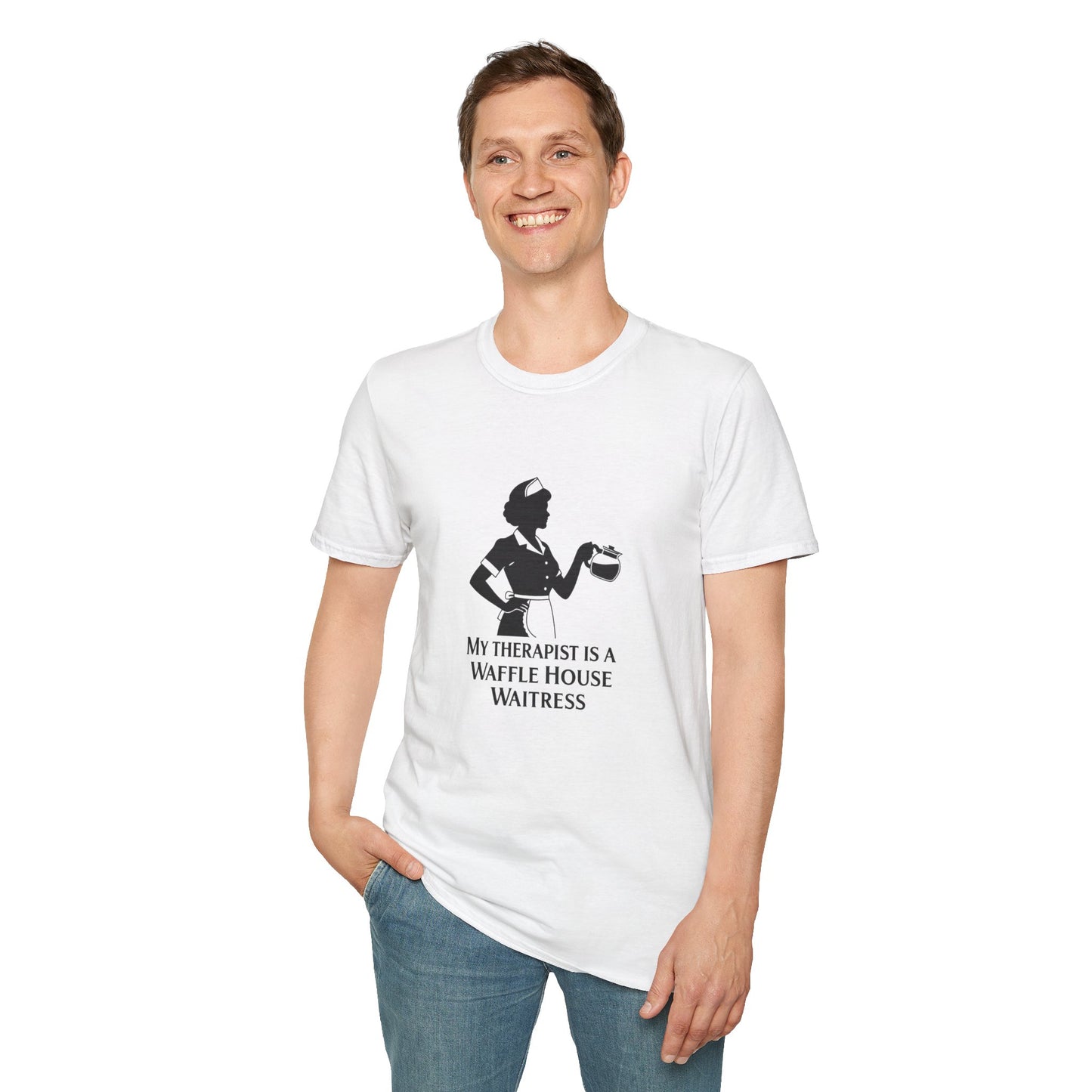 Waffle House Waitress T-Shirt, Fun Humor Shirt, Gift for Foodies, Cute Casual Tee, Therapist Joke Tee, Unisex Top