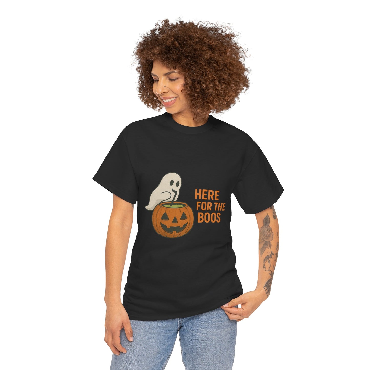 Halloween Unisex Heavy Cotton Tee, Funny Halloween Shirt, Spooky Vibes Tee, Here for the Boos T-Shirt, Casual Autumn Wear, Halloween [...]