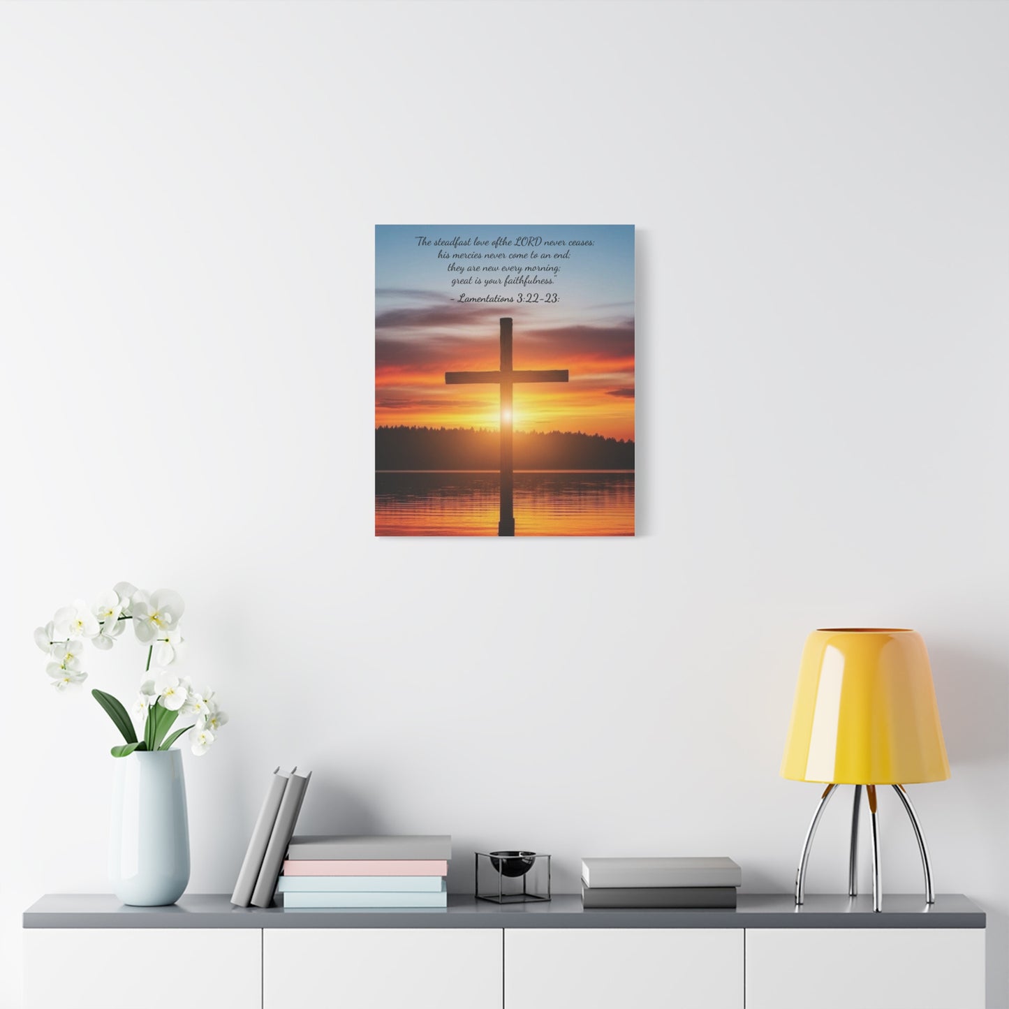 Wall Art, Christian Cross Sunset Canvas Print, Religious Home Decor, Inspirational Wall Hanging, Christian Gift, Sunset Wall Decor, Canvas with wood frame