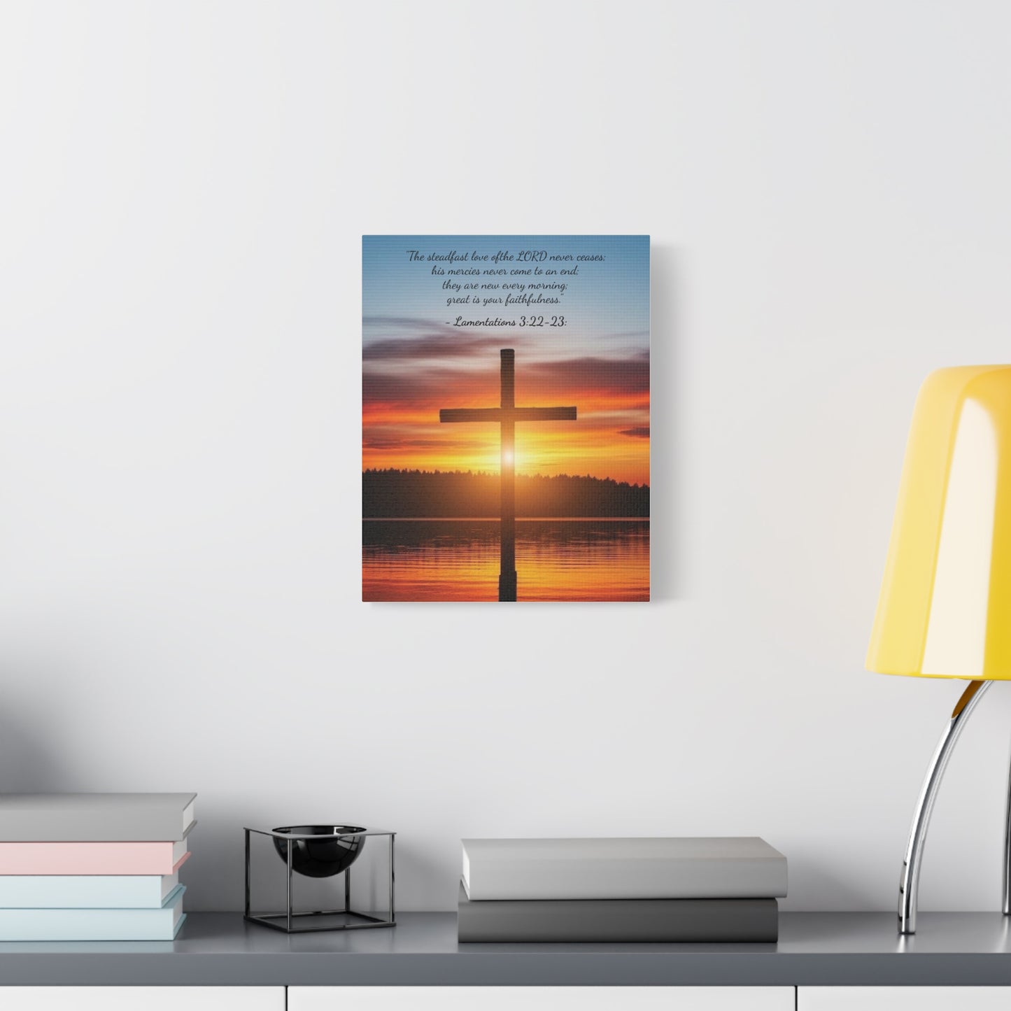 Wall Art, Christian Cross Sunset Canvas Print, Religious Home Decor, Inspirational Wall Hanging, Christian Gift, Sunset Wall Decor, Canvas with wood frame