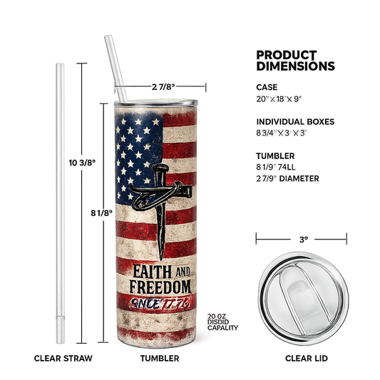 Faith and Freedom 1776 Patriotic Christian 20oz Tumbler