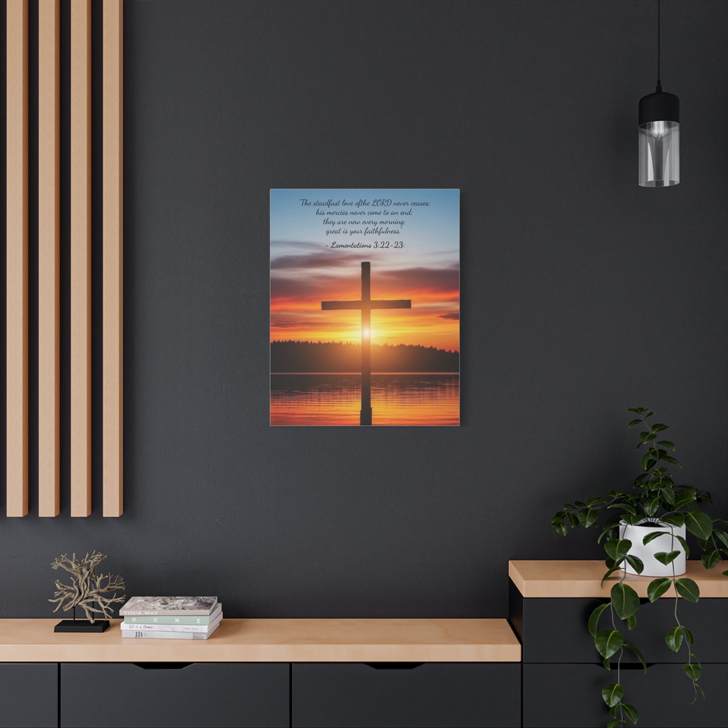 Wall Art, Christian Cross Sunset Canvas Print, Religious Home Decor, Inspirational Wall Hanging, Christian Gift, Sunset Wall Decor, Canvas with wood frame