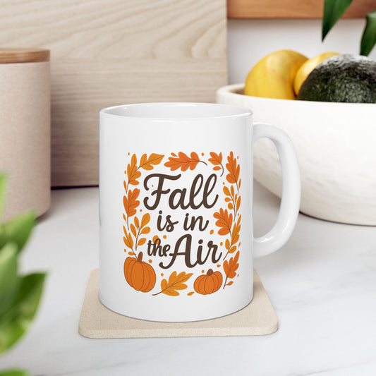Fall-inspired Ceramic Mug, Cozy Coffee Cup for Autumn, Thanksgiving Gift, Seasonal Decor, 11oz & 15oz Sizes