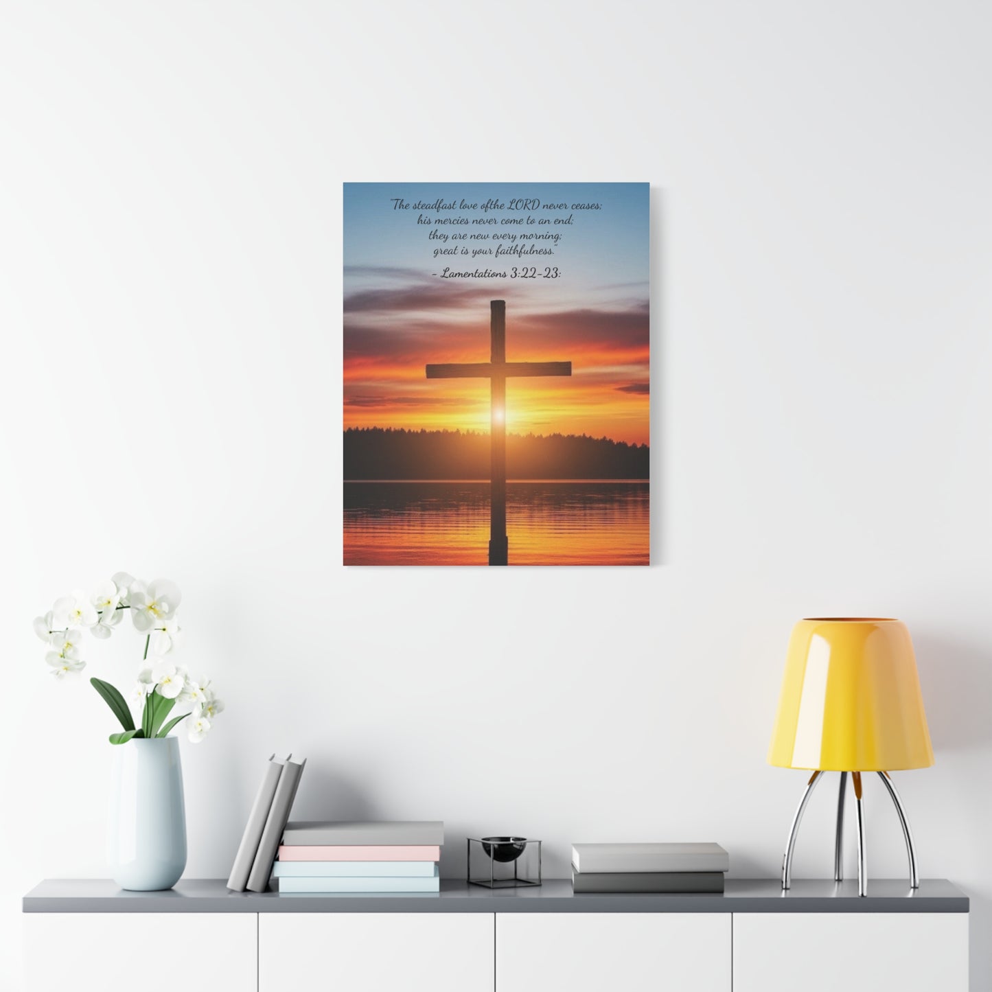 Wall Art, Christian Cross Sunset Canvas Print, Religious Home Decor, Inspirational Wall Hanging, Christian Gift, Sunset Wall Decor, Canvas with wood frame