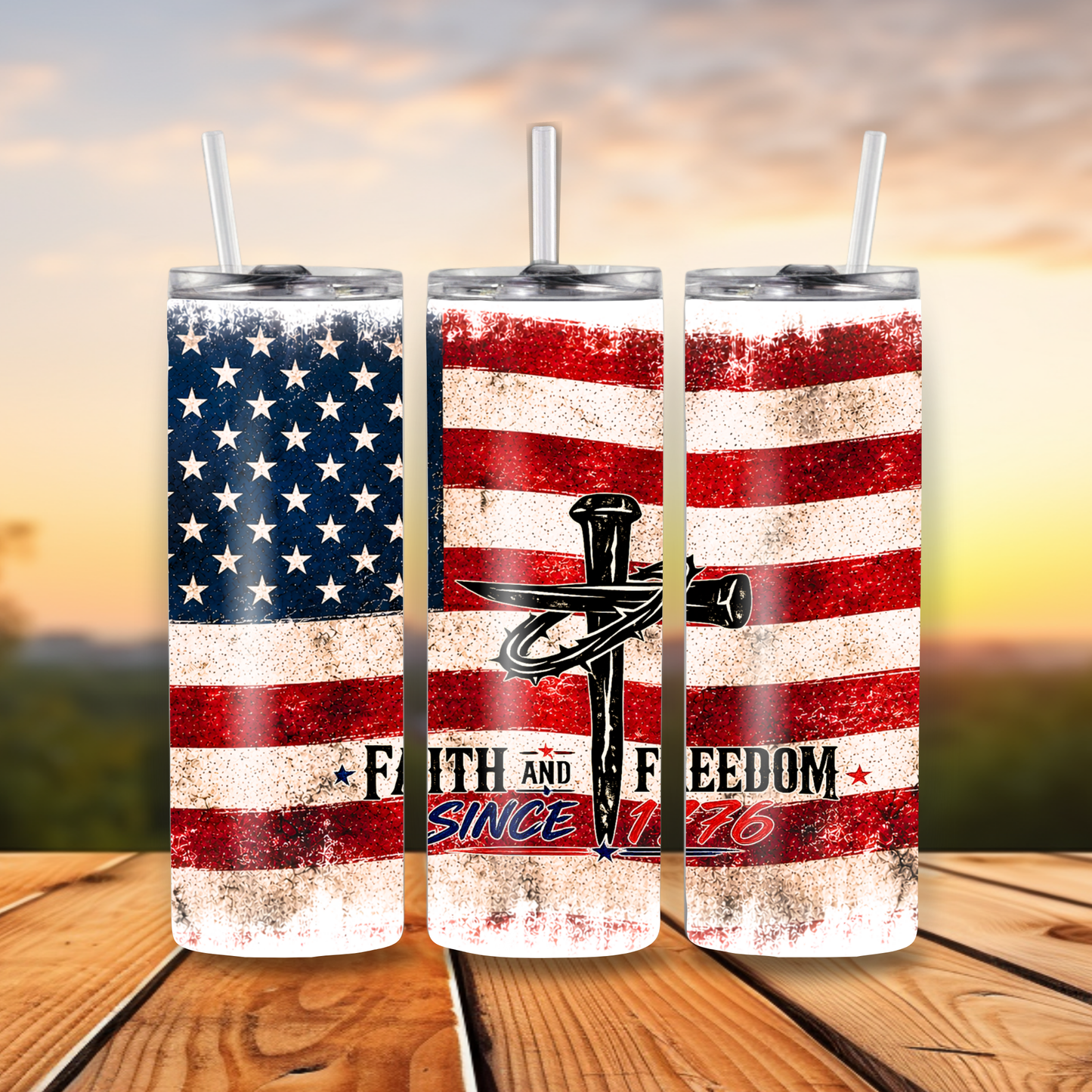 Faith and Freedom 1776 Patriotic Christian 20oz Tumbler